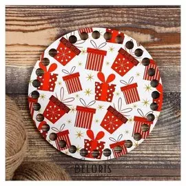 Заготовка для вязания "Круг подарки", донышко двп, размер 15 см