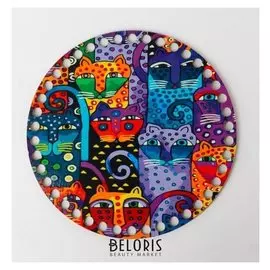 Заготовка для вязания "Круг сказочные коты", донышко фанера, размер 20 см