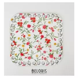 Заготовка для вязания "Квадрат скругленный. нежность цветов", донышко двп, 15 см