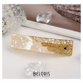 Заколка-автомат для волос "Геометрия" 8 см, прямой кружевной, золото