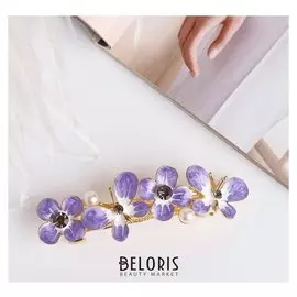 Заколка-автомат для волос "Сандрин" бабочки в цветах