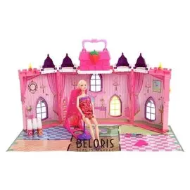Замок для кукол Сказка, с куклой шарнирной и аксессуарами для создания причёски