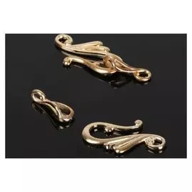 Замок "Крючки" с завитками 5373, (Набор 2шт), цвет золото