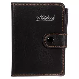 Записная книжка А7, 65 листов, обложка пвх, на кнопке с ручкой