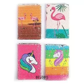 Записная книжка подарочная А5, 80 листов в линейку «Пайетки с рисунком», двуцветная