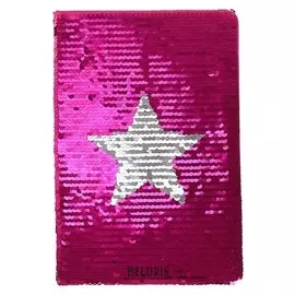 Записная книжка подарочная формат А5 80 листов, линия, пайетки звезда