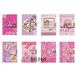 Записная книжка подарочная на замке, рисунок Бабочки/совы