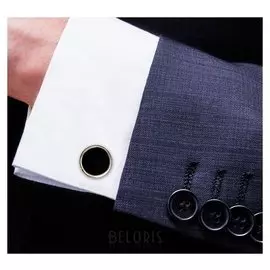 Запонки "Круг" с эмалью, цвет чёрный в золоте