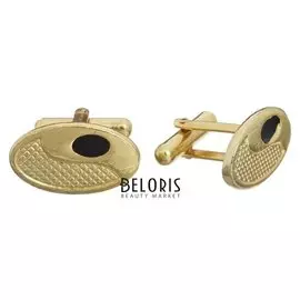 Запонки стальные "Классика" овал, цвет чёрный в золоте