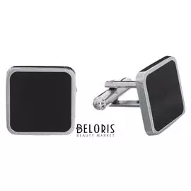 Запонки стальные "Квадрат" минимал, цвет чёрный в серебре