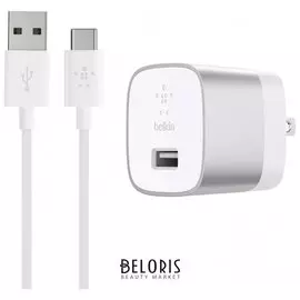 Зарядное устройство автомобильное BELKIN, кабель Type-C 1,2 м, серебрянное