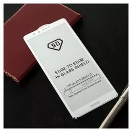 Защитное стекло Cassedy Full Cover, для Huawei Y9 (2018), полный клей, белая рамка