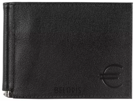 Зажим для купюр Befler "Грейд", натуральная кожа, тиснение, 120х86 мм, черный