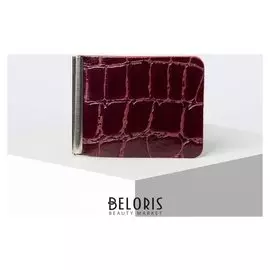 Зажим для купюр, с металлическим держателем, скат, цвет бордовый