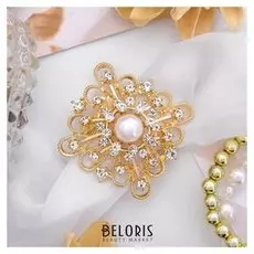 Зажим для платка "Ромб" ажур, цвет белый в золоте