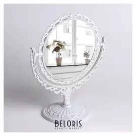 Зеркало настольное «Ажур», двустороннее, с увеличением, D зеркальной поверхности — 14,7 см, цвет белый