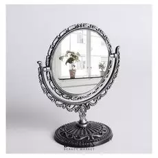 Зеркало настольное «Ажур», двустороннее, с увеличением, D зеркальной поверхности 9,7 см, цвет серебряный