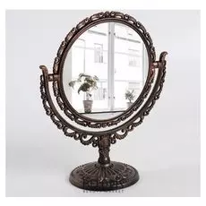 Зеркало настольное «Ажур», двустороннее, с увеличением, D зеркальной поверхности 12,5 см, цвет медный