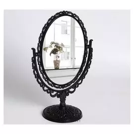 Зеркало настольное «Ажур», двустороннее, зеркальная поверхность — 11 × 16 см, цвет чёрный