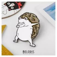 Значок "Ёж" хайп, цвет бело-коричневый