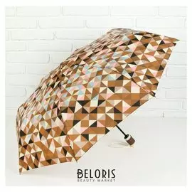 Зонт полуавтоматический «Абстракция», прорезиненная ручка, 3 сложения, 8 спиц, R = 50 см, цвет коричневый