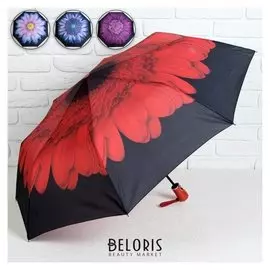 Зонт полуавтоматический «Цветы», 3 сложения, 8 спиц, R = 48 см