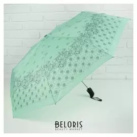 Зонт полуавтоматический «Розочки», 3 сложения, 8 спиц, R = 55 см, цвет «мятный»
