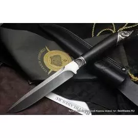Авторский нож Осетр (дамаск, черное дерево)