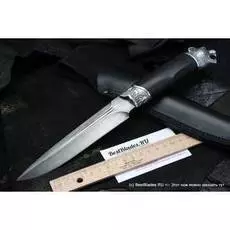 Авторский нож ПУМА (дамаск, бронза, черное дерево)