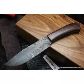 Нескладной нож Elephant Limited Alabama Damascus, железное дерево 120 мм. AB/Elephant DAM.DES.IRONW (Arno Bernard)