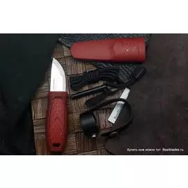 Нож Morakniv Eldris, нержавеющая сталь, красный, с огнивом