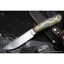 Нож П-2 (Поздняков, S-MEL, бронза, дерево, инкрустация)
