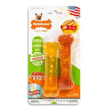 Игрушка для собак Nylabone Набор Косточки умеренно жесткие с ароматами хот-дога и мороженого XS