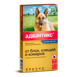 Капли для собак BAYER ADVANTIX от блох, клещей, комаров 400 (25-40кг веса)