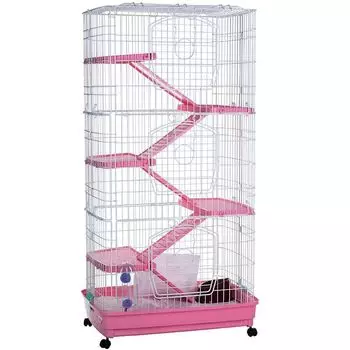 Клетка на колёсах Kredo для кроликов, шиншилл и хорьков 128х68х46см 5-эт. пласт. поддон