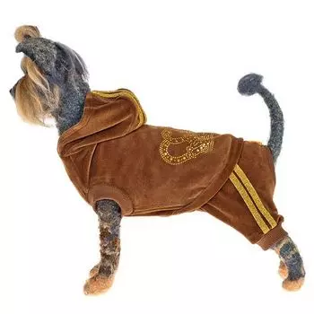 Комбинезон для собак HAPPY PUPPY Гламур велюровый коричневый-3 28см