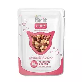 Корм для кошек Brit Care Курица, утка конс. пауч 80г