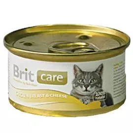 Корм для кошек Brit Care Куриная грудка с сыром конс. 80г