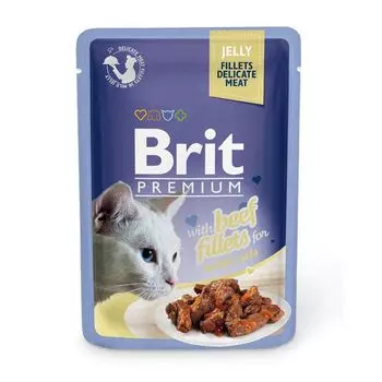 Корм для кошек Brit Premium Cat Jelly Кусочки из филе говядины в желе пауч 85г