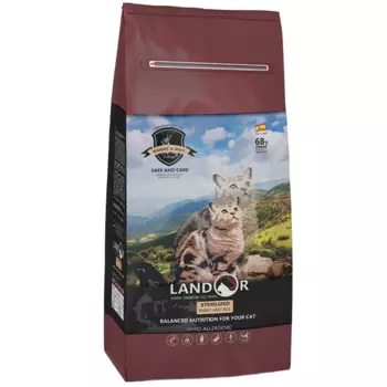Корм для кошек LANDOR для стерилизованных и с избыточным весом, кролик с рисом сух. 400г
