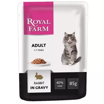 Корм для кошек ROYAL FARM кролик в соусе пауч 85г
