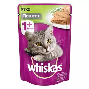 Корм для кошек Whiskas паштет с уткой конс. пауч 85г