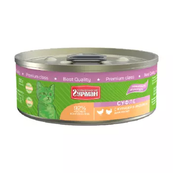 Корм для котят ЧЕТВЕРОНОГИЙ ГУРМАН курица, индейка суфле 100г