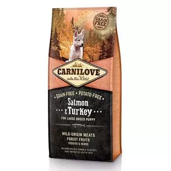 Корм для щенков Brit Carnilove беззерновой для крупных пород, лосось,индейка сух. 12кг