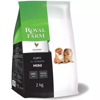 Корм для щенков ROYAL FARM для мелких пород, курица сух. 2кг