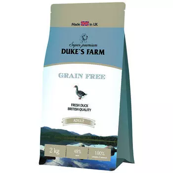 Корм для собак DUKE'S FARM беззерновой, утка сух. 2кг