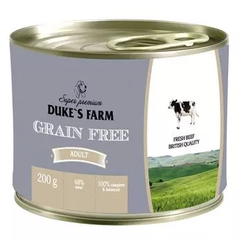 Корм для собак DUKE'S FARM Grainfree Говядина, клюква, шпинат конс. 200г