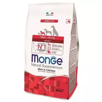 Корм для собак Monge Dog Mini корм для взрослых собак мелких пород сух. 800г