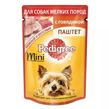 Корм для собак Pedigree для мелких пород паштет Говядина конс. пауч 80г