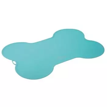 Коврик под миску V.I.PET силиконовый в форме косточки (бирюзовый) 52х38см